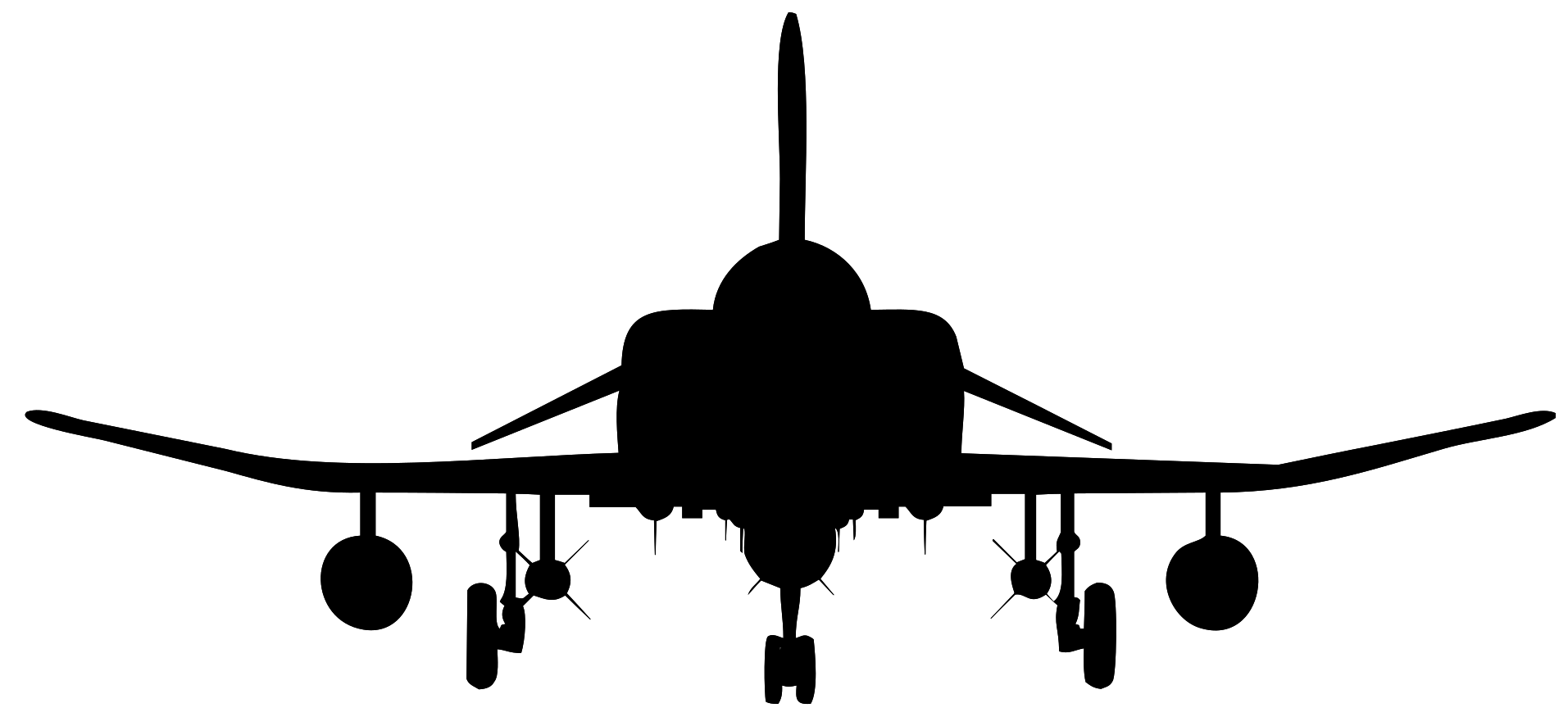 Black Fighter Jet Front View With Landing Gear Transparent Background PNG Image