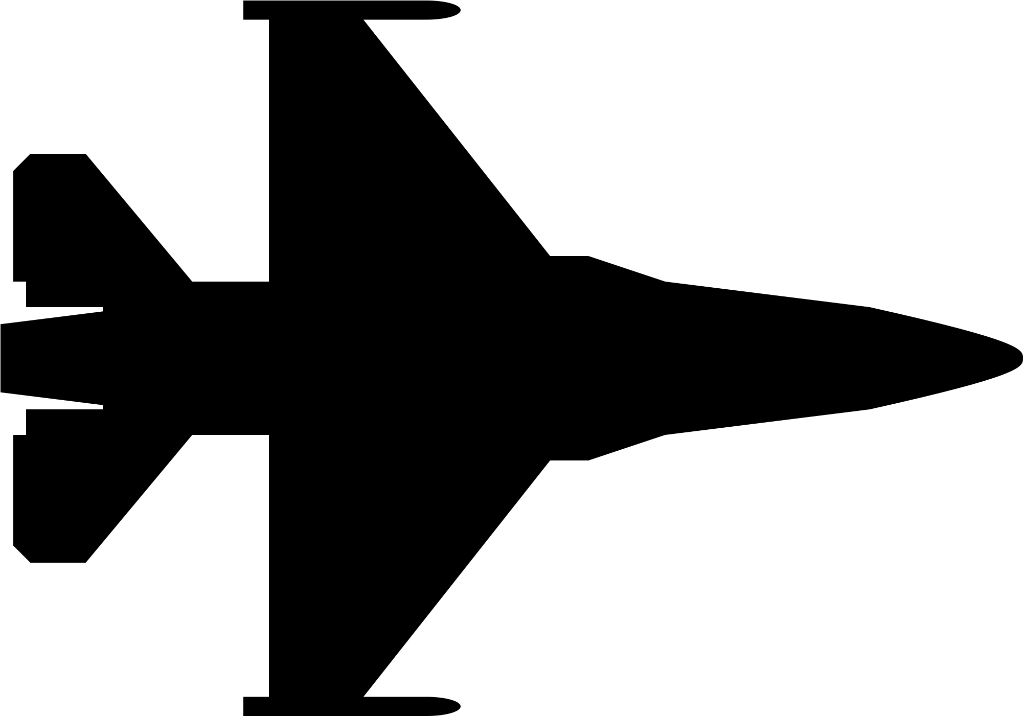 Black Fighter Jet Top View Silhouette Transparent Background PNG Image