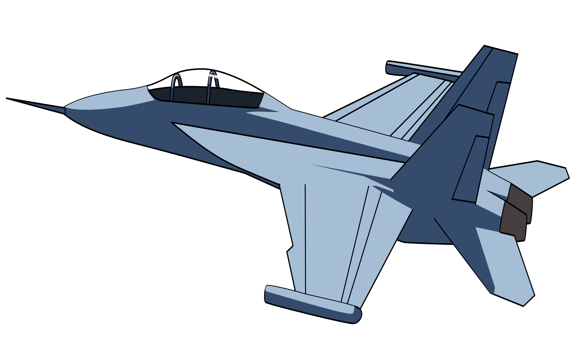 Blue Military Fighter Jet Line Art Illustration Transparent Background PNG Image