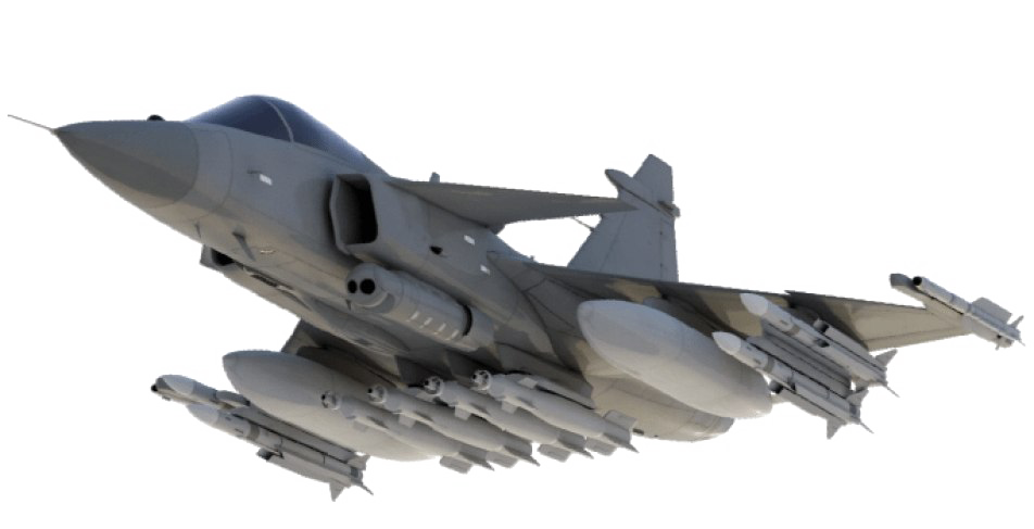 Gray Fighter Jet With Underwing Missiles And Fuel Tanks Transparent Background PNG Image