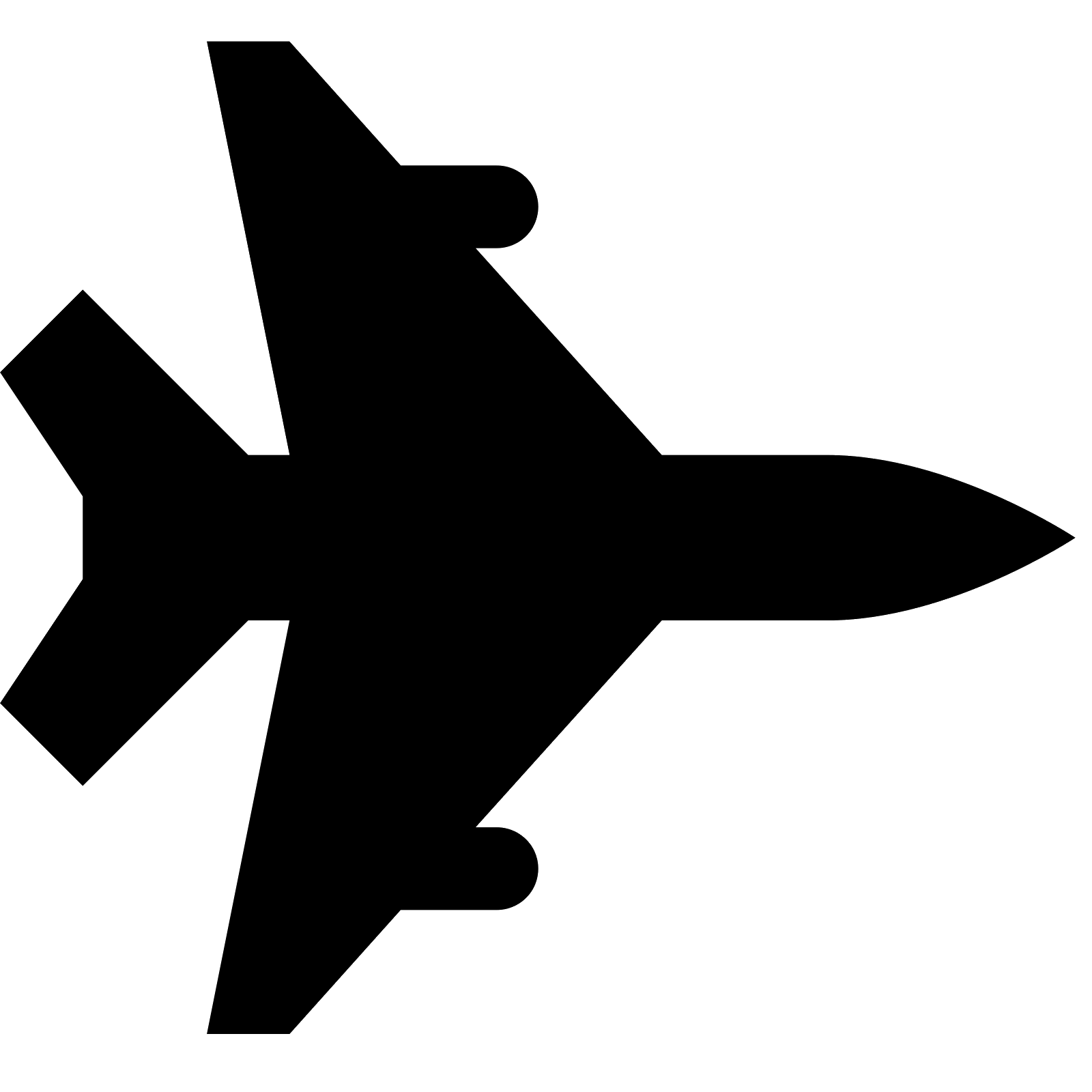 Black Stealth Fighter Jet Top View Silhouette Icon Transparent Background PNG Image