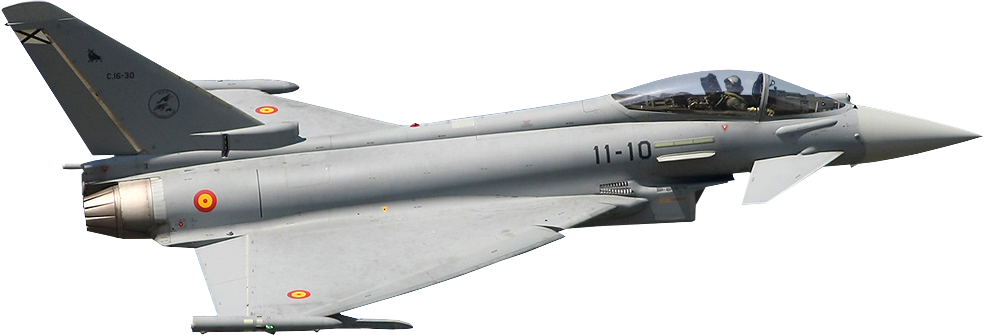 Gray Eurofighter Military Jet Side Profile Transparent Background PNG Image