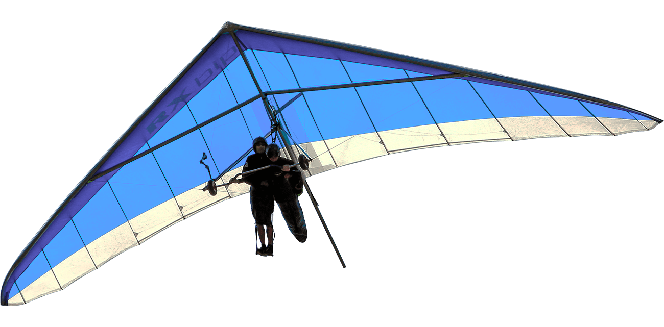 Blue Hang Glider With Pilot In Flight PNG Hang Gliding Illustration
