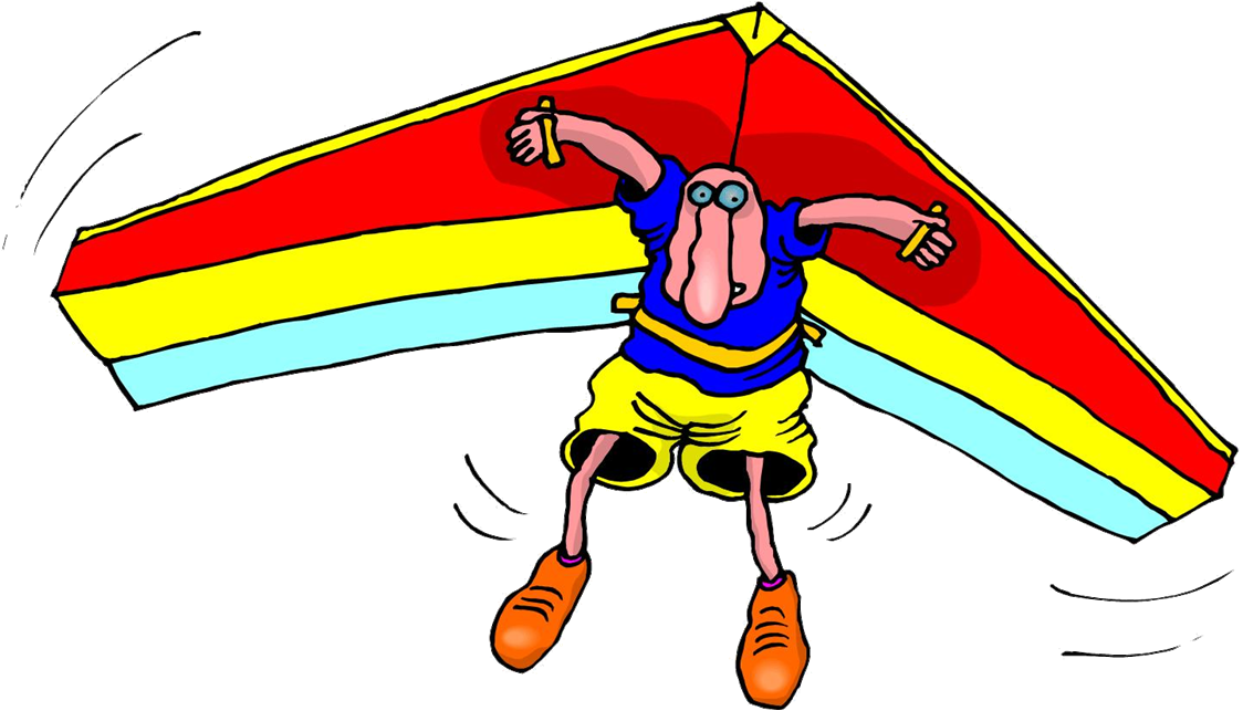 Cartoon Person Flying A Red Yellow Hang Glider Transparent PNG Cartoon Image