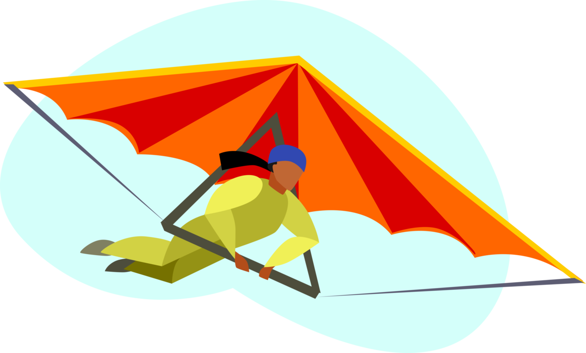 Colorful Hang Glider With Pilot Above Clouds Transparent Background PNG Image
