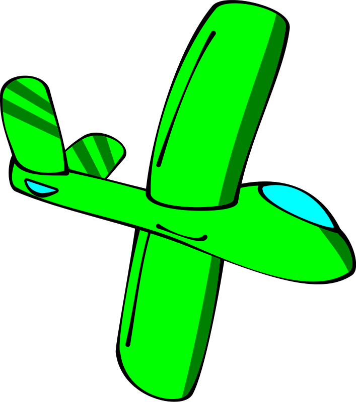 Green Cartoon Airplane Icon Side View PNG Airplane Illustration