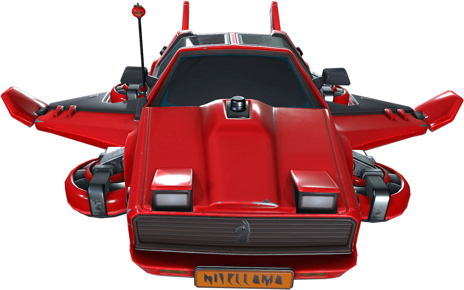 Red Futuristic Flying Car Front View Transparent PNG Vehicle Graphic
