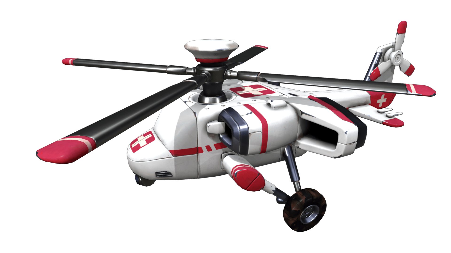 Red White Rescue Helicopter Side View PNG Helicopter Image