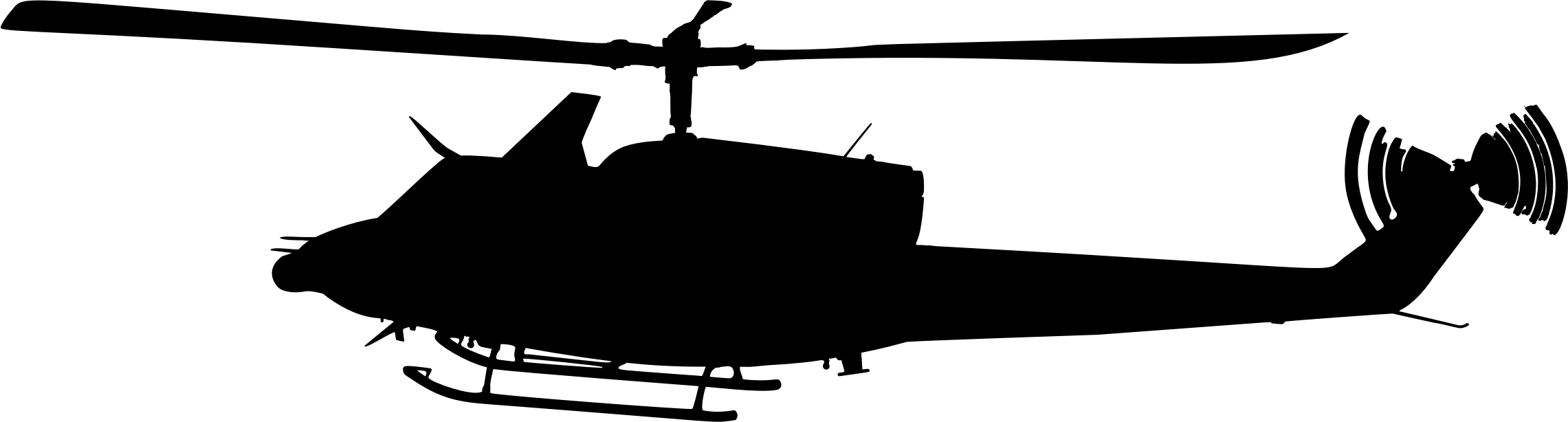 Black Military Helicopter Silhouette With Long Rotor Transparent PNG Silhouette