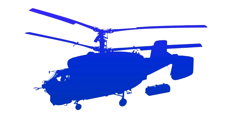 Blue Military Helicopter Silhouette Side View Transparent PNG Graphic