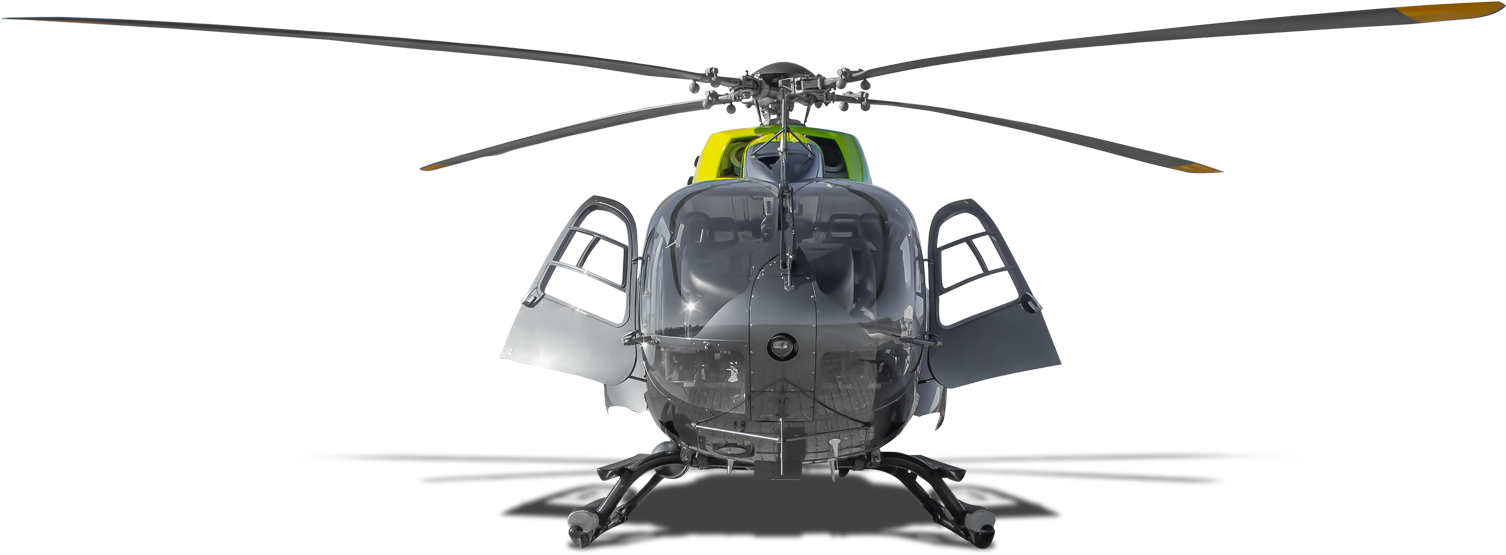 Blue White Rescue Helicopter Front View With Neon Detail Transparent PNG Image