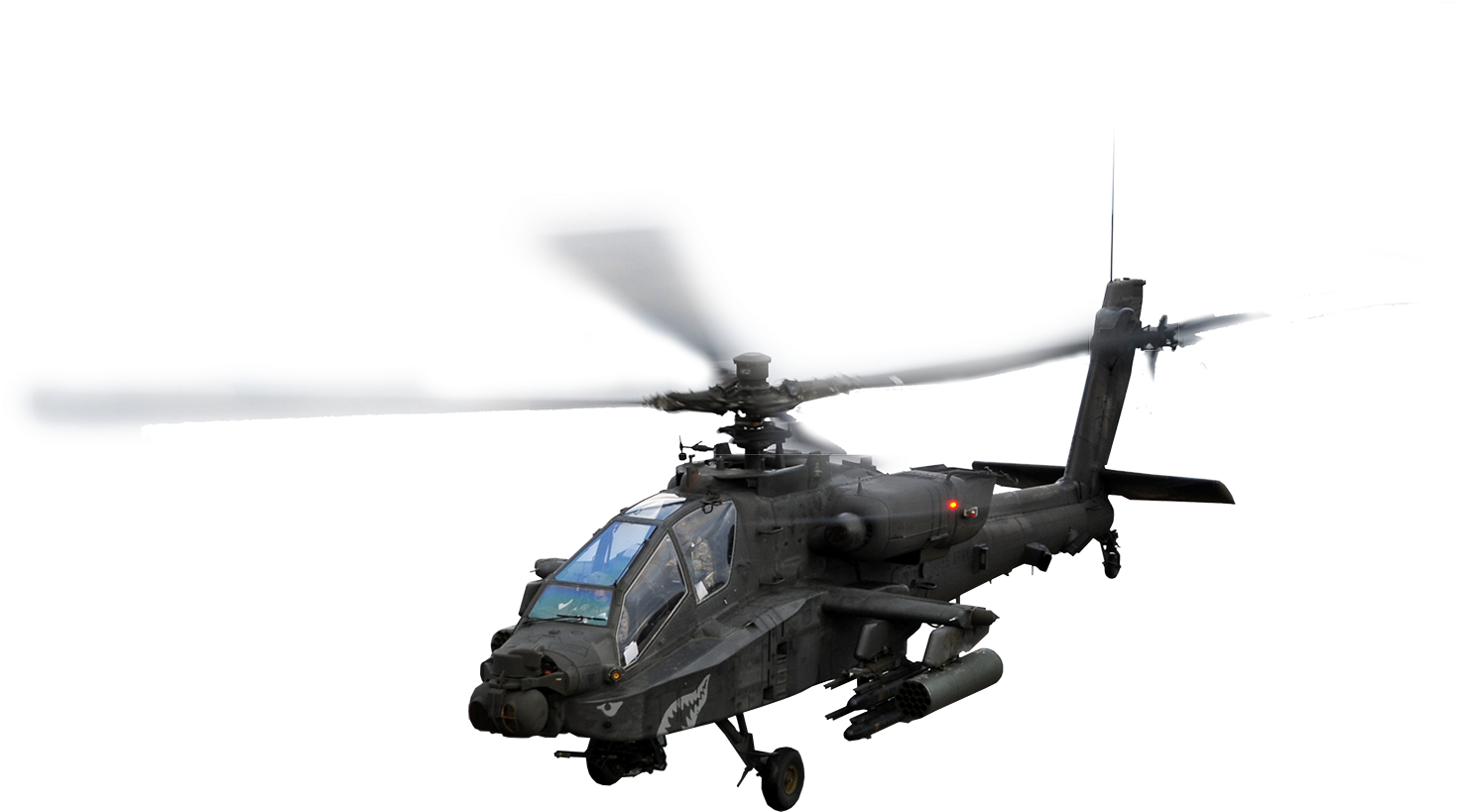 Dark Gray Apache Attack Helicopter In Flight Transparent Background PNG Image