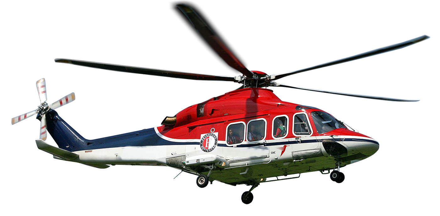 Red White Rescue Helicopter Flying Side View Transparent PNG Artwork