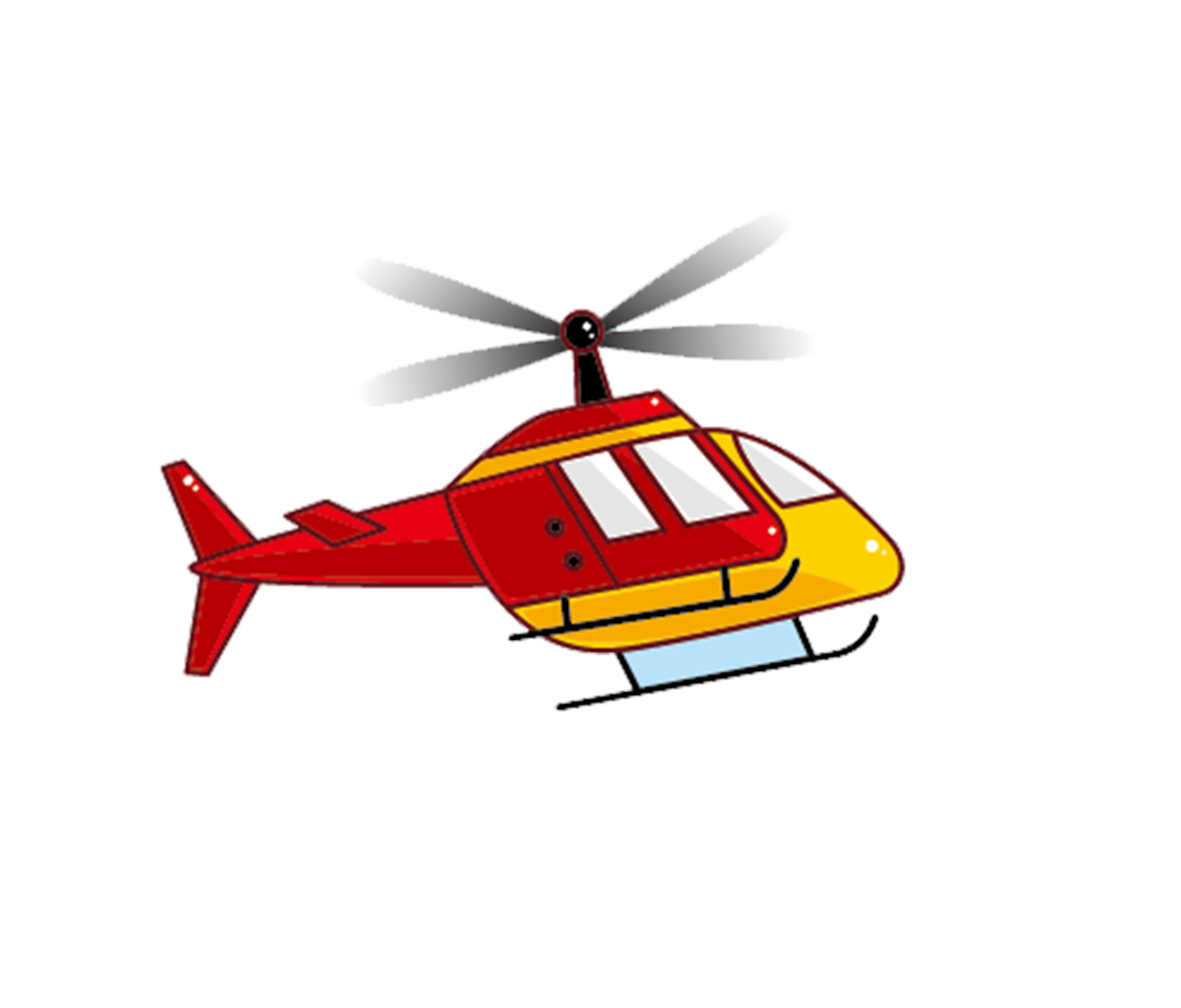 Red Yellow Cartoon Rescue Helicopter With Landing Skids Kids PNG Helicopter Clipart