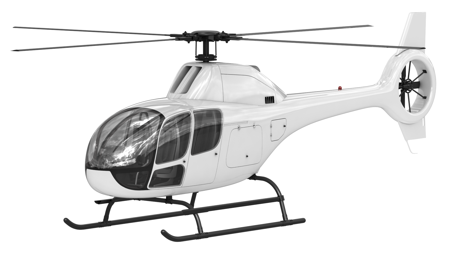 White Civilian Helicopter With Clear Cockpit Transparent Background PNG Image