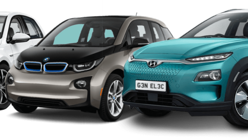 Black And Teal Electric Cars Side By Side Transparent PNG Vehicle Pair