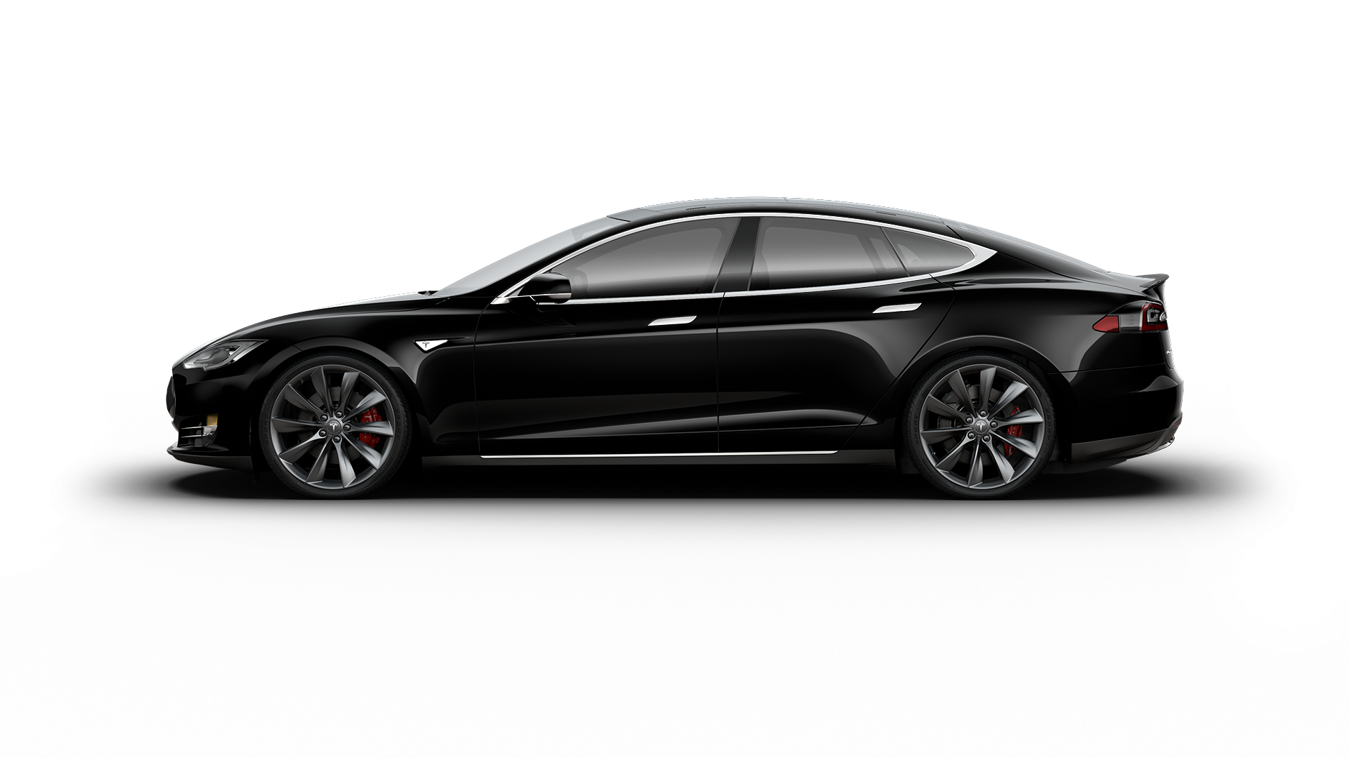 Black Luxury Electric Sedan Side View Isolated PNG Car Graphic