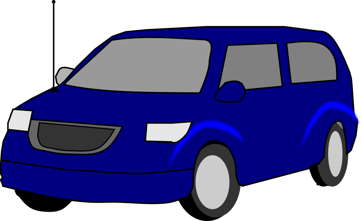 Blue Cartoon Electric City Car Side View PNG Cartoon Vehicle Illustration