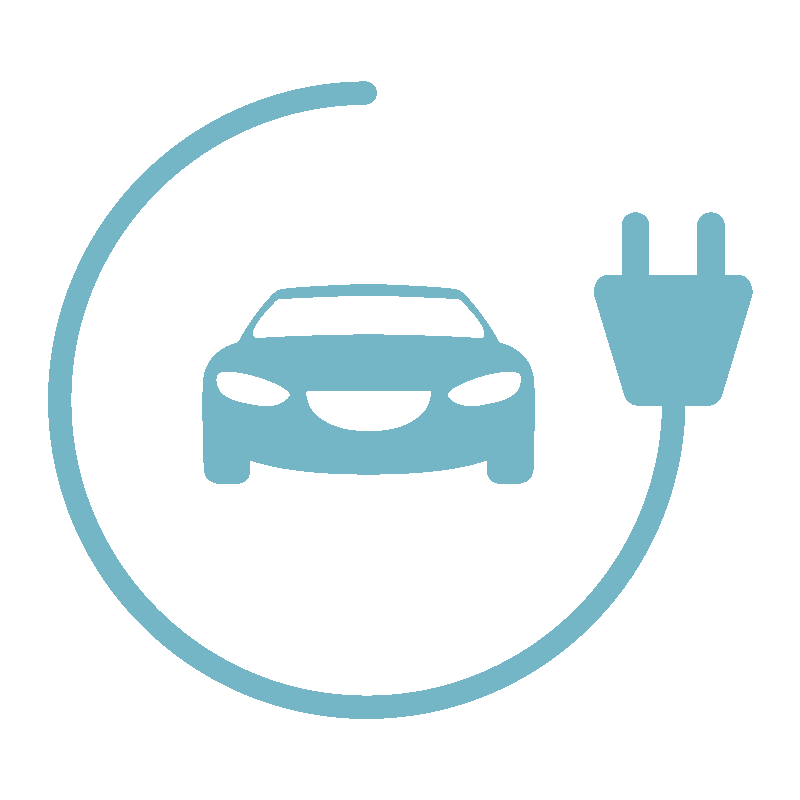 Blue Electric Car And Charging Plug Circular Icon PNG EV Illustration