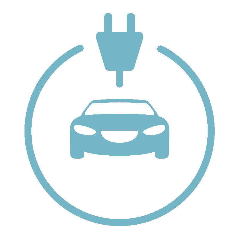Blue Electric Car And Charging Plug In Circle Icon Transparent PNG EV Symbol