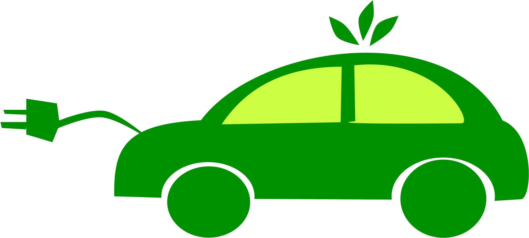 Green Eco Friendly Electric Car With Leaf And Plug PNG Automotive Illustration
