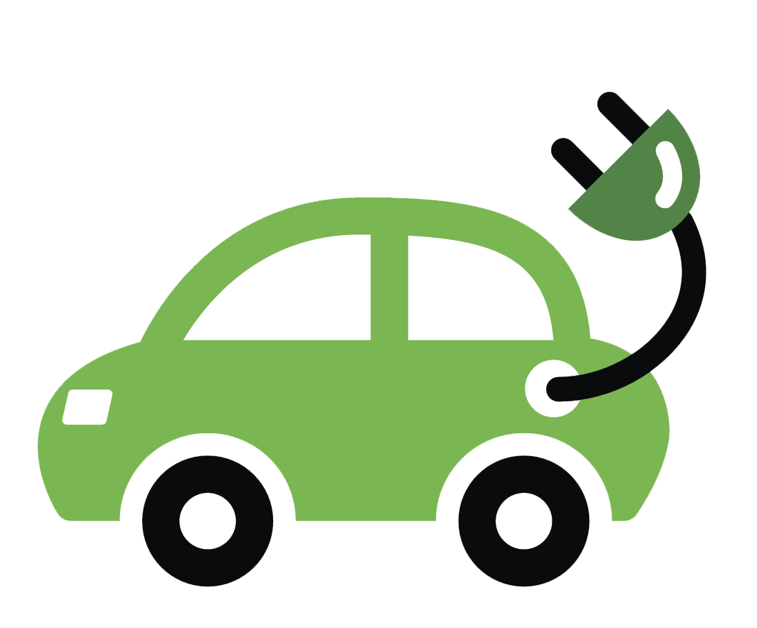 Green Electric Car Connected To Power Plug Icon PNG Charging Car Graphic