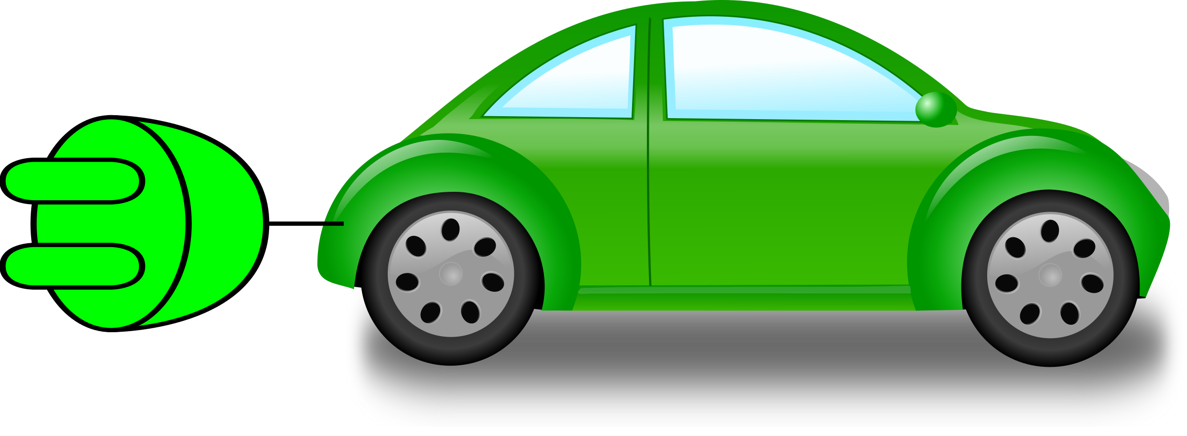Green Electric Car With Charging Plug Illustration PNG Eco Friendly Car Graphic