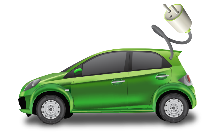 Green Electric Hatchback With Large Charging Plug Transparent PNG Car Graphic