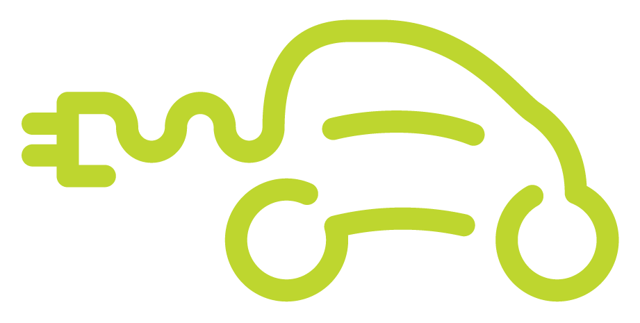 Lime Green Electric Car Outline With Curved Road PNG Car Line Icon