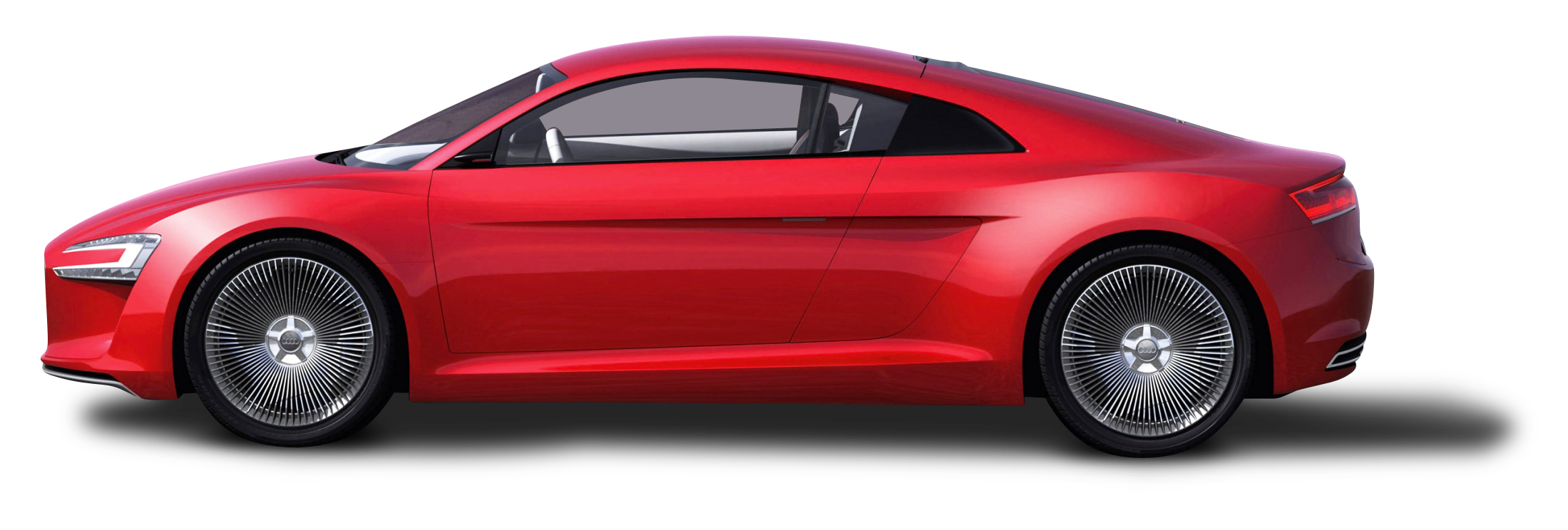 Red Electric Luxury Sedan Side View PNG Automotive Image