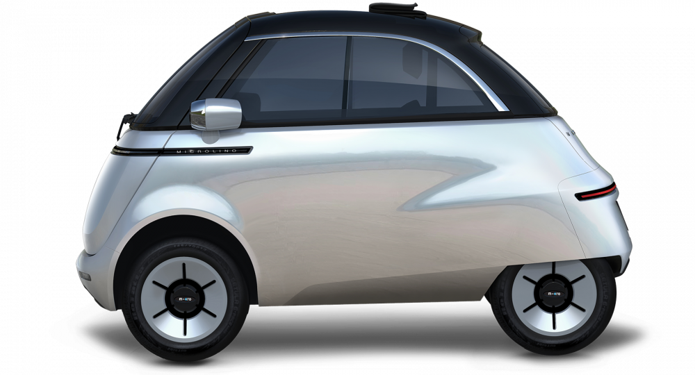 Silver Compact Electric Microcar Side View PNG City Car Image