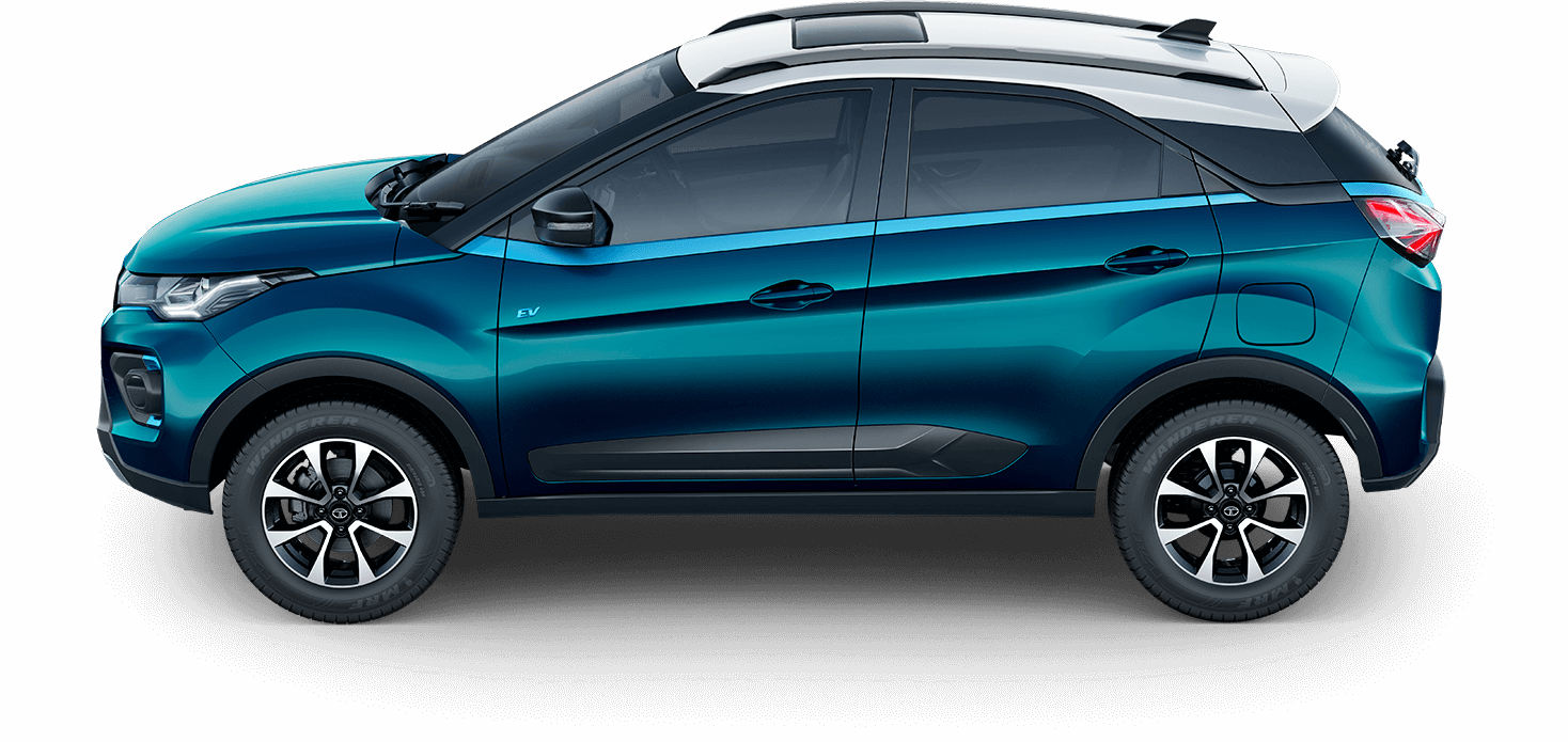 Teal Electric Crossover Vehicle Side View Transparent Background PNG Image