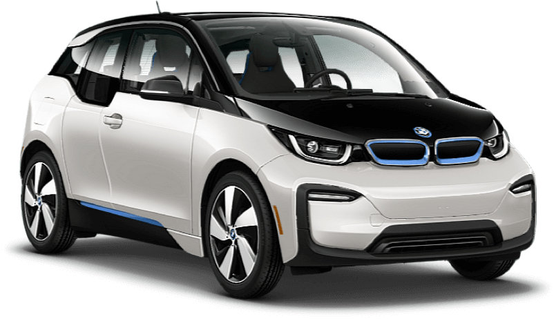 White Electric Compact Car Front Side View PNG Electric Vehicle Image
