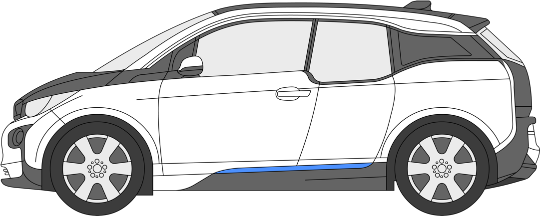 White Electric Hatchback Side View Line Drawing PNG Electric Vehicle Illustration