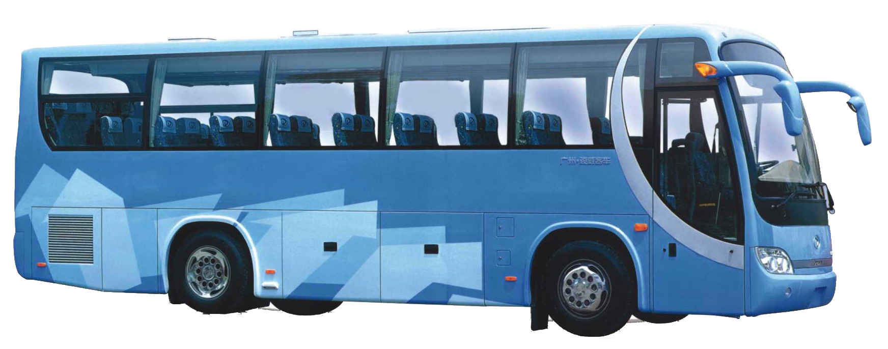 Blue City Transit Bus With Large Side Windows Public Transport PNG Graphic