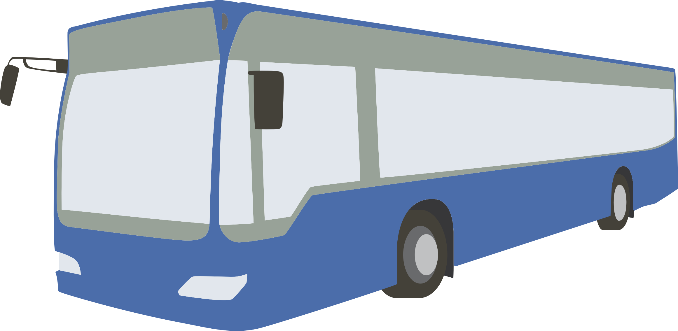 Blue White Cartoon Bus Side View Vector Bus PNG Illustration