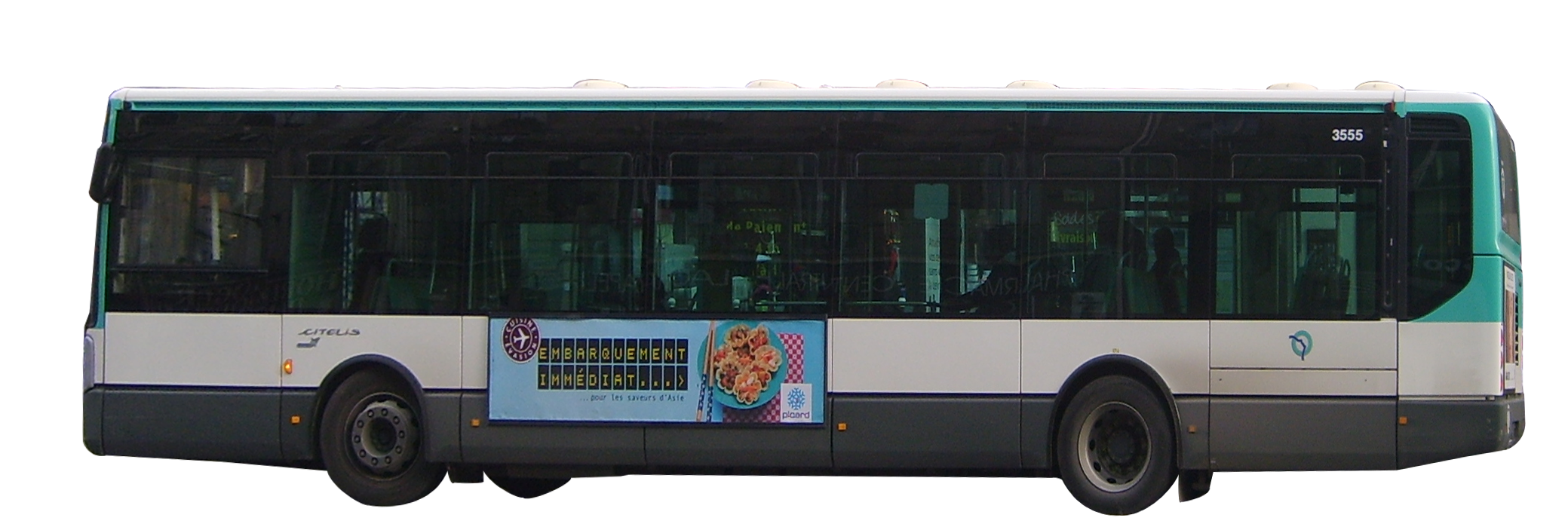 Green White City Transit Bus Side View PNG Public Transport Image