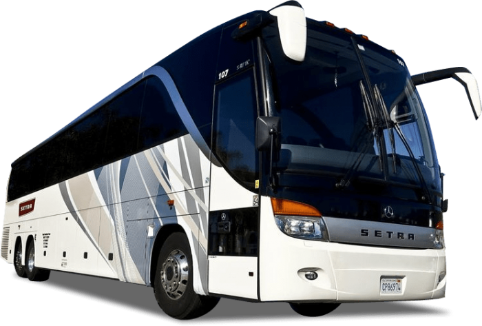 Navy White Luxury Coach Bus Front Side View PNG Coach Illustration