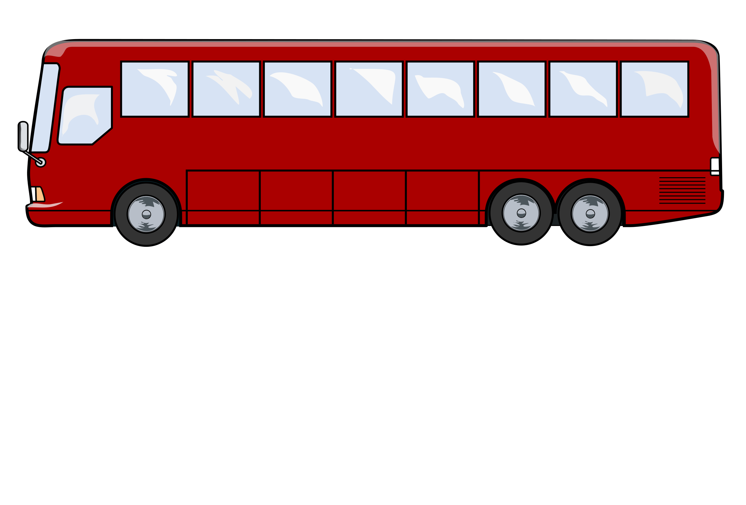 Red Double Decker City Bus Side View PNG Public Transit Clipart