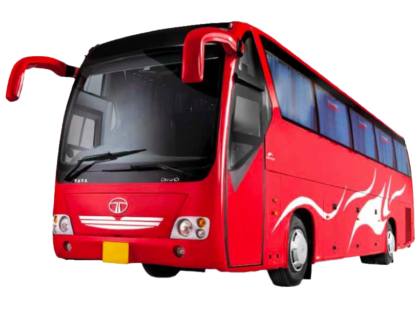 Red Modern City Bus Front Side View PNG Transit Bus Image