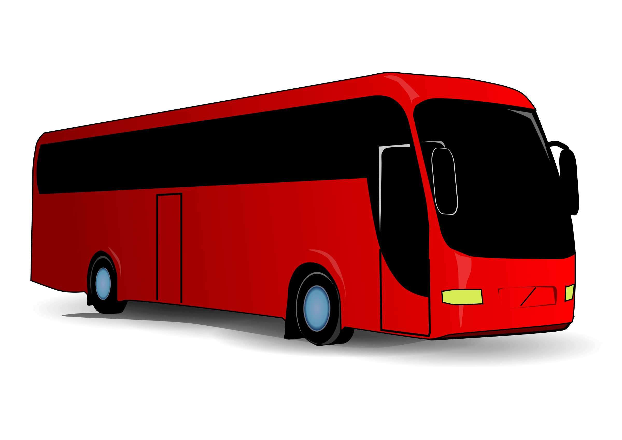 Red Modern Passenger Coach Bus Side View Tour Bus PNG Graphic