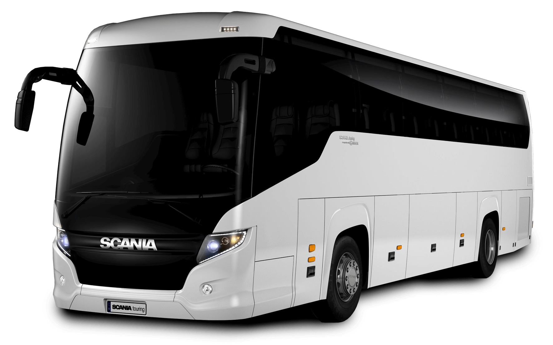 White Black Modern Coach Bus Front Side View Transparent PNG Coach Image