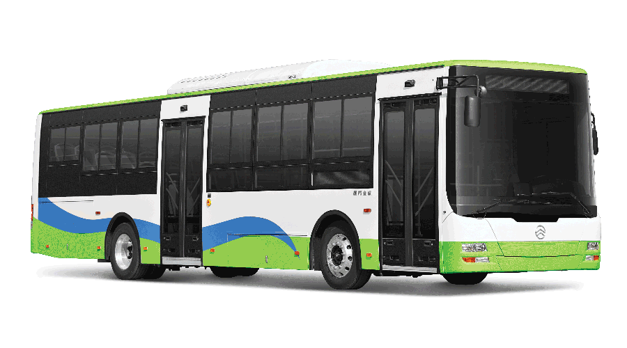 White Green Low Floor City Transit Bus PNG Urban Bus Image