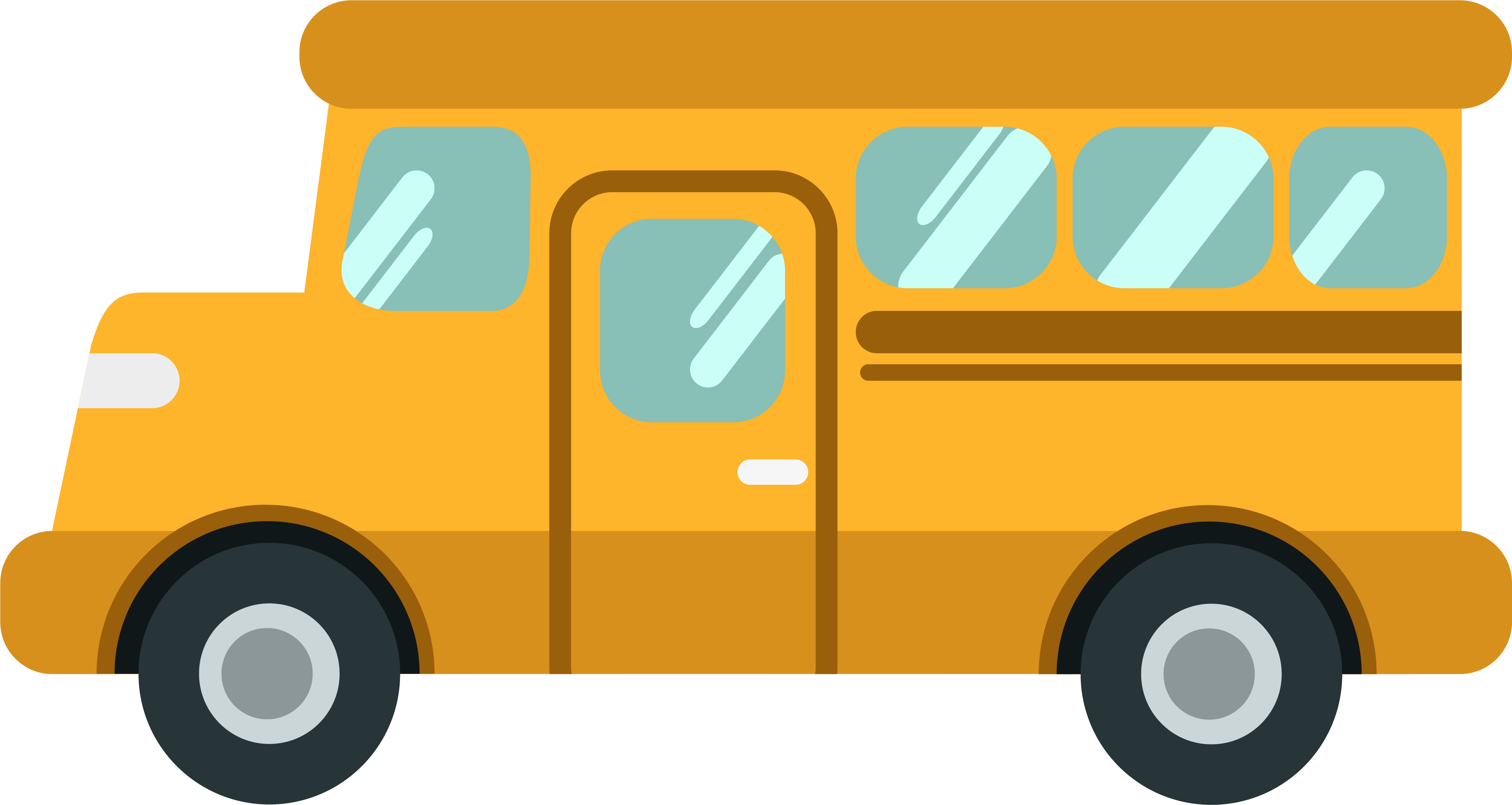 Yellow Cartoon City Bus Side View PNG Bus Clipart