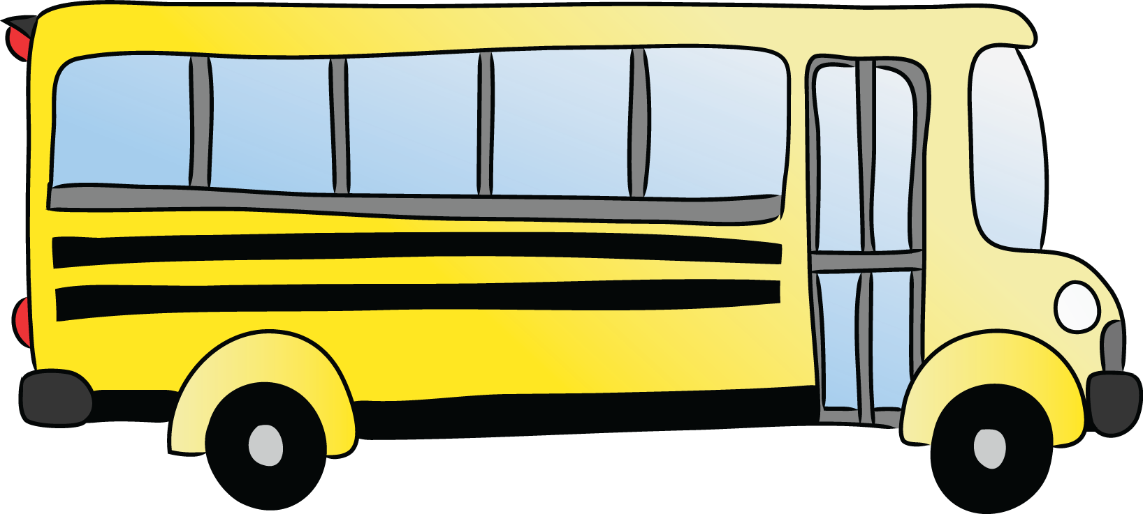 Yellow Cartoon School Bus With Black Windows Kids Bus PNG Illustration