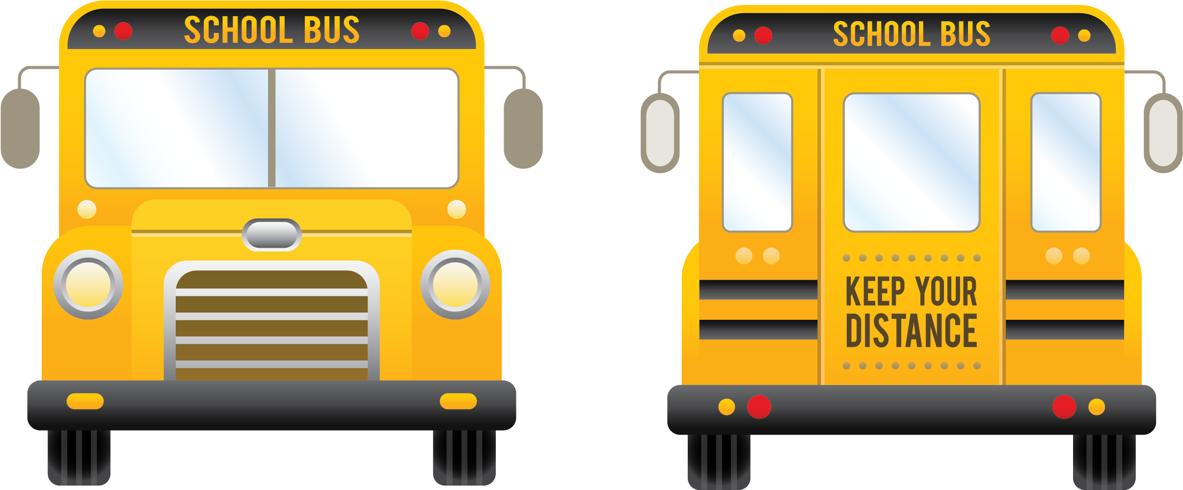 Yellow School Bus Front Rear View Pair PNG School Bus Illustration