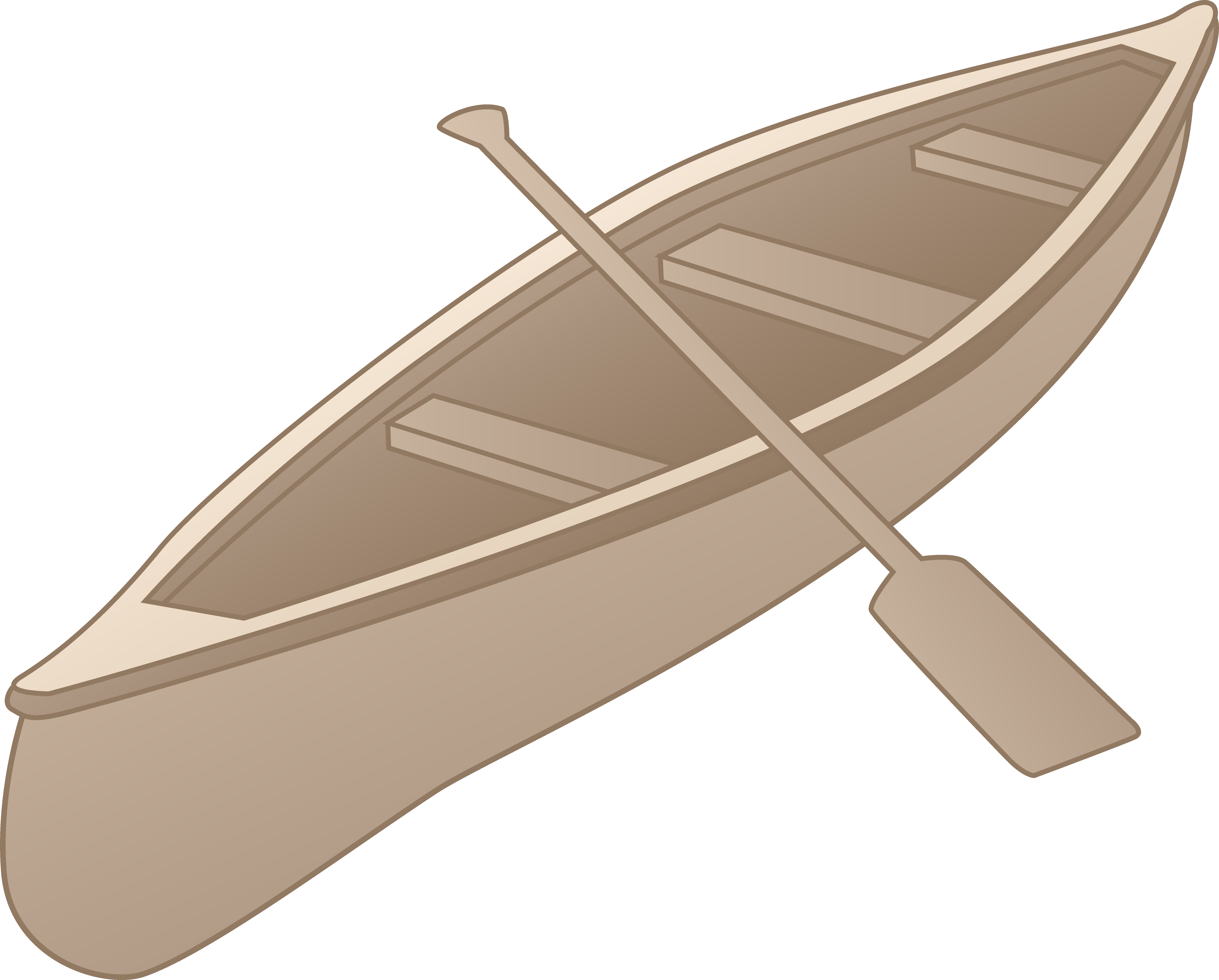 Beige Canoe And Paddle Minimal Illustration Isolated PNG Boat Graphic