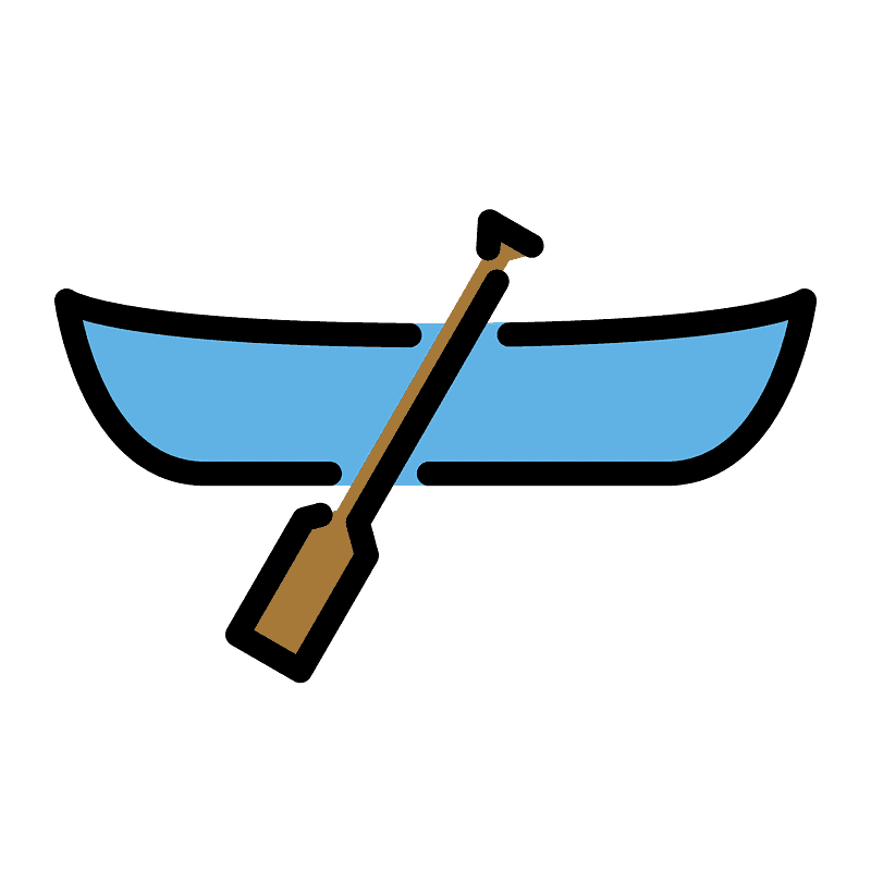 Blue Canoe And Paddle Flat Icon Illustration PNG Boat Symbol