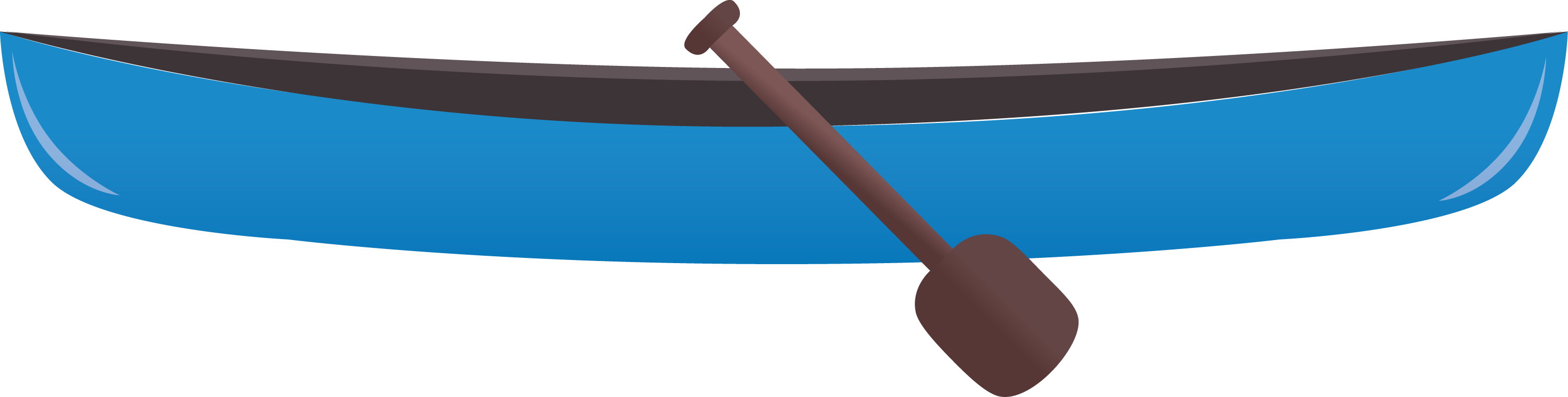 Blue Canoe With Brown Paddle Side View Transparent PNG Watercraft