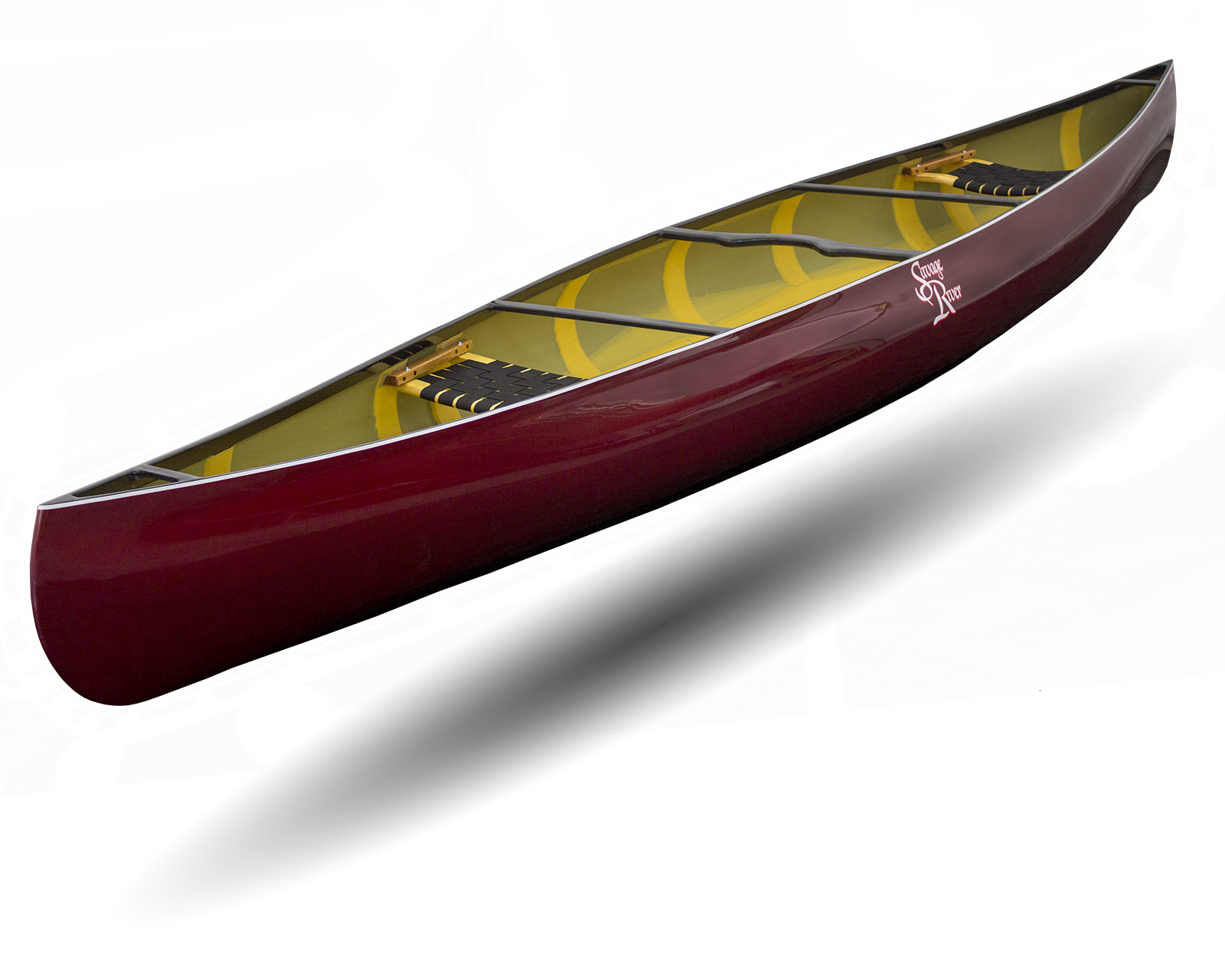 Burgundy Canoe With Yellow Seats Canoe PNG Artwork